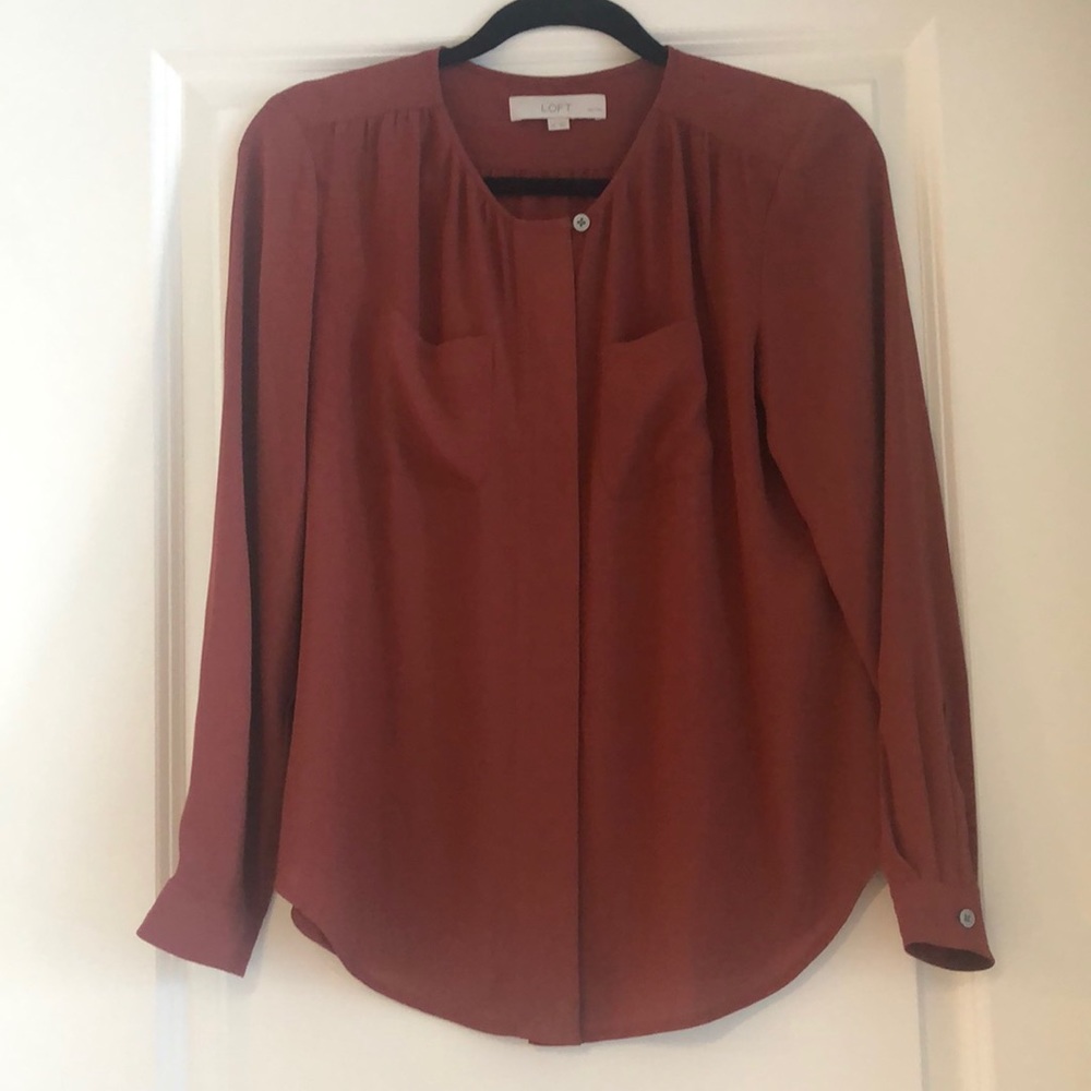 Loft button up long sleeve top
